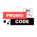 Promo code, coupon code. Flat vector set design illustration on white background Royalty Free Stock Photo