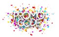 Promo code sign on cut ribbon confetti background