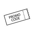 PROMO CODE ticket. Discount coupon slip. Branded offer voucher. Vector savings token. Royalty Free Stock Photo
