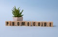 Promocode word made with wood building blocks Royalty Free Stock Photo