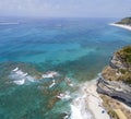 Promontory, coast, cliff, cliff overlooking the sea, Ricadi, Cape Vaticano, Calabria. Aerial view Royalty Free Stock Photo