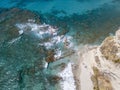 Promontory, coast, cliff, cliff overlooking the sea, Ricadi, Cape Vaticano, Calabria. Aerial view Royalty Free Stock Photo