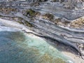 Promontory, coast, cliff, cliff overlooking the sea, Ricadi, Cape Vaticano, Calabria. Aerial view Royalty Free Stock Photo