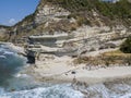 Promontory, coast, cliff, cliff overlooking the sea, Ricadi, Cape Vaticano, Calabria. Aerial view