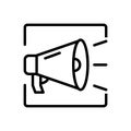 Black line icon for Promote, bullhorn and message