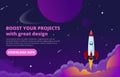 Promote Your Great Business With A Great Design Rocket Planet Concept Poster