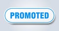 promoted sign. rounded isolated button. white sticker