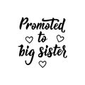 Promoted to big sister. Vector illustration. Lettering. Ink illustration