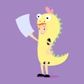 Promoter in dinosaur costume. flat cartoon illustration