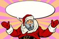 Promoter Santa Claus with comic bubble
