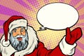 Promoter Santa Claus with comic bubble