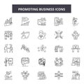 Promoting buisness line icons, signs, vector set, outline illustration concept