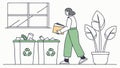 Promoting recycling: person using sorting bins. vector design Generative AI Royalty Free Stock Photo
