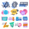 Promotion badges, best offer and price stickers and discount labels vector set Royalty Free Stock Photo