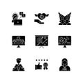 Promotion black glyph icons set on white space Royalty Free Stock Photo