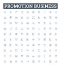 Promotion business vector line icons set. Marketing, Advertising, Branding, Selling, Promoting, Networking, Publicity Royalty Free Stock Photo
