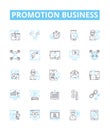 Promotion business vector line icons set. Marketing, Advertising, Branding, Selling, Promoting, Networking, Publicity