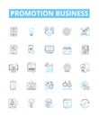 Promotion business vector line icons set. Marketing, Advertising, Branding, Selling, Promoting, Networking, Publicity