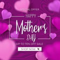 Promotion card design for Mothers day event for international Womens day sale with heart shaped balloons