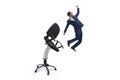Promotion concept with businessman ejected from chair Royalty Free Stock Photo