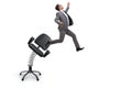 Promotion concept with businessman ejected from chair Royalty Free Stock Photo