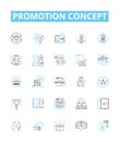 Promotion concept vector line icons set. Advertising, Marketing, Raising, Boosting, Campaigning, Publicizing, Advancing Royalty Free Stock Photo