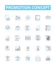 Promotion concept vector line icons set. Advertising, Marketing, Raising, Boosting, Campaigning, Publicizing, Advancing Royalty Free Stock Photo