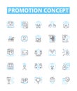 Promotion concept vector line icons set. Advertising, Marketing, Raising, Boosting, Campaigning, Publicizing, Advancing Royalty Free Stock Photo