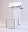 Promotion counter. Retail Trade Stand Isolated on the white background. MockUp Template For Your Design. Backdrop