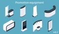 Promotion equipment vector flat isometric icon set Royalty Free Stock Photo