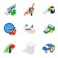 Promotion of the idea icons set, isometric style Royalty Free Stock Photo