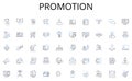 Promotion line icons collection. Ownership, Investment, Valuation, Equity, Mortgages, Homeowners, Deeds vector and