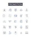 Promotion line icons collection. Advertisement, Marketing, Publicity, Exposure, Advancement, Propagation, Advocacy