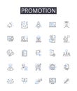 Promotion line icons collection. Advertisement, Marketing, Publicity, Exposure, Advancement, Propagation, Advocacy
