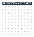 Promotion and sales vector line icons set. Promotion, Sales, Advertising, Marketing, Branding, Publicity, Amplification