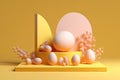 promotion showcase splay product eggs easter color spring pastel yellow 3d platform Podium
