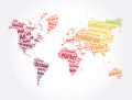 Promotion word cloud in shape of world map, business concept background Royalty Free Stock Photo