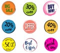 Promotional buttons. Colored gift circles Royalty Free Stock Photo