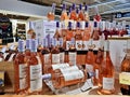 Promotional display with Torresella pinot grigio pink wine in the shopping mall in Riga