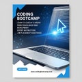 Coding Bootcamp Advertisement with Laptop and Binary Code Royalty Free Stock Photo