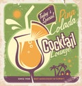 Promotional retro poster design for one of the most popular cocktails Pina Colada Royalty Free Stock Photo