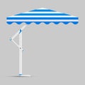 Promotional Square Advertising Outdoor Garden or Beach Blue and White Umbrella Parasol. Mock Up, Vector Template Royalty Free Stock Photo