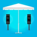 Promotional Square White Blank Advertising Outdoor Garden or Beach Umbrella Parasol. Party Music Vector Template Royalty Free Stock Photo