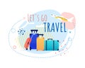 Promotional Travel Banner with Bags and Airplane Royalty Free Stock Photo
