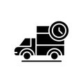 Prompt delivery black icon concept. Prompt delivery flat vector symbol, sign, illustration. Royalty Free Stock Photo