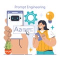 Prompt-engineers writing a command to a artificial neuron network Royalty Free Stock Photo