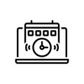 Black line icon for Prompt, calendar and rise Royalty Free Stock Photo