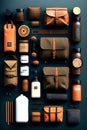 Prompt male bags knolling flat lay natural Generator by Ai