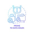 Prone to data issues blue gradient concept icon Royalty Free Stock Photo