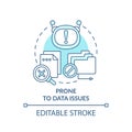 Prone to data issues turquoise concept icon Royalty Free Stock Photo